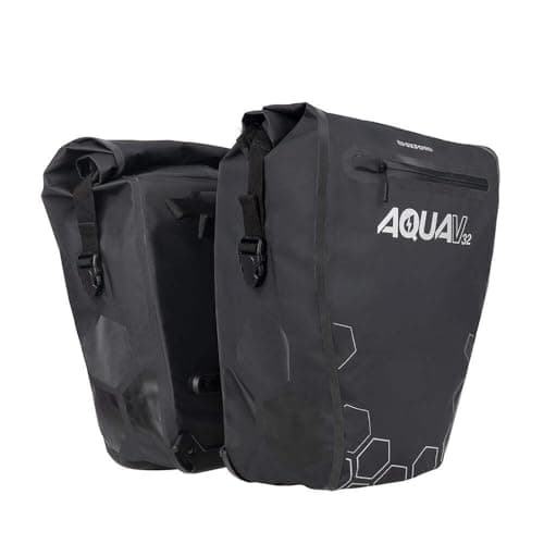 Image of Oxford Aqua Double Pannier Bag - 32 Litre Waterproof, 360 Reflective Detailing On The Back & Sides (Black/Silver)