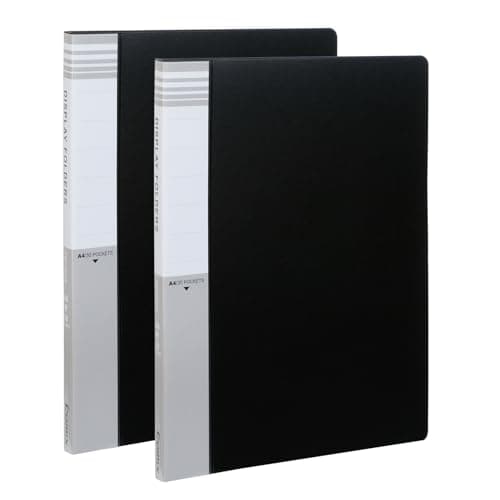 Image of Comix A4 Display Folder with Plastic Sleeves,30 Pockets Presentation Folders, A4 Display Book Used for Storing Document and Certificate(Black*2)