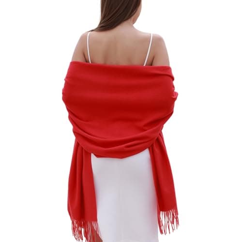 Image of RIIQIICHY Red Pashmina Shawls and Wraps for Women Wedding Ladies Winter Scarf
