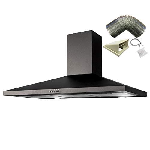 Image of SIA CHL100BL 100cm Black Chimney Cooker Hood Kitchen Extractor Fan & 3m Ducting