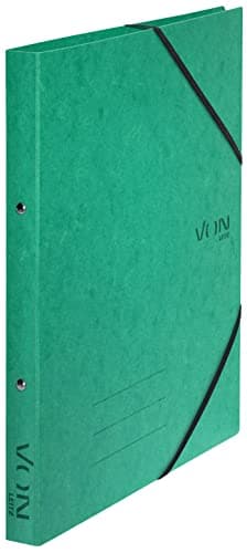 Image of VON Leitz 30120055 A4 Ring Binder, Cardboard, with 2 Rings and Elastic Closure, 25 mm Spine Width, for 140 Sheets, Ring Mechanism, for School, Study & Home, Pack of 5, Green