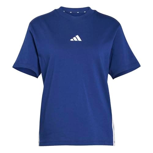 Image of adidas Women's Essentials 3-Stripes Cotton Shirt, Dark Blue/White, XS