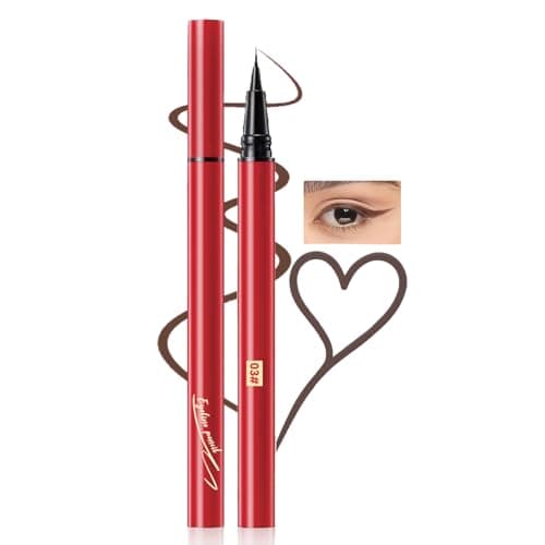 Image of Ash Brown Ultra-Fine Liquid Eyeliner Pen with Precision Brush Tip - Waterproof, Smudge-Proof Formula for Defined Lines, Long-Lasting Wear, Ideal for Mature Skin