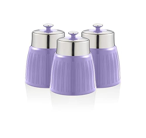 Image of Swan SWKA1024PURN Retro Set of 3 Canisters, Purple