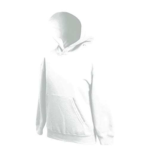 Image of Fruit of the Loom Unisex Kids Premium Hooded Sweat, White, 9-11 Years (Manufacturer Size:32)