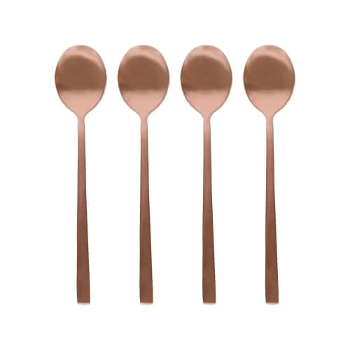 Image of Argon Tableware 4 Stainless Steel Teaspoons – 14.5cm Copper Finish Modern Cutlery Set for Tea, Coffee & Desserts – Stylish Dishwasher Safe Tableware