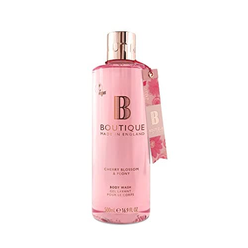 Image of Boutique Cherry Blossom & Peony Fragrance Body Wash 500ml - Refreshing - Cleansing - Essential Oils - Vegan and Cruelty Free - No SLS or Parabens - Made In England - Recyclable Bottle