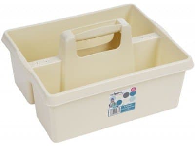 Image of Wham Large Plastic Kitchen Cleaning Carry Tray Caddy Tidy Tote Organiser with Handle - Cream