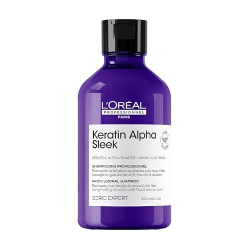Image of L'Oréal Professionnel Keratin Alpha Sleek Anti-frizz Shampoo, 2 week frizz control & smoothing*, volume control, hydration, instant smoothness & shine for frizzy hair, 300ml