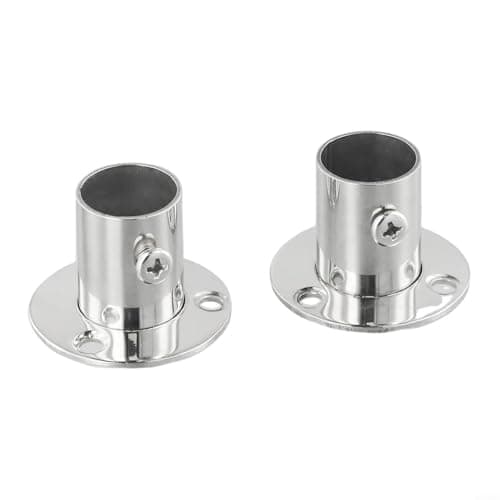 Image of Stainless Steel Wardrobe Rail Rod Bracket Flange Socket Supports, 19-32mm End Holders for Closet, Bathroom, Kitchen Hanging Bars, 2 Pack(19mm)