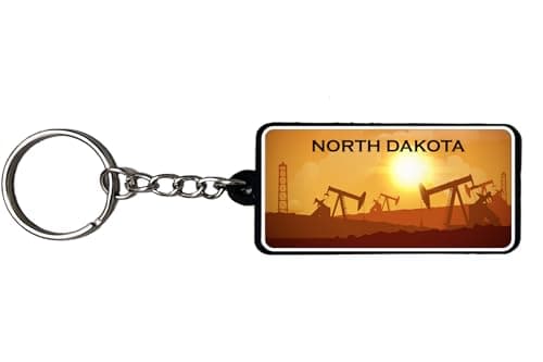 Image of AMERICANPHOENIX Beautiful & Unique Keychains - USA Souvenir, Collectible Design,Flexible Silicone, Keyring Lanyard Accessory, North Dakota 1, 2.25 inch x 1 inch