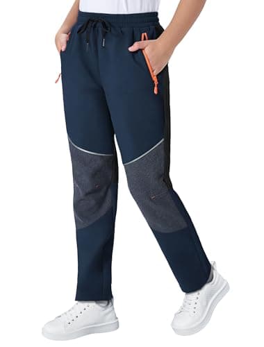 Image of ANGEL CITIZ Waterproof Trousers Kids Lightweight School Cargo Pants Boys' Joggers Work Trousers with 3 Pockets Navy