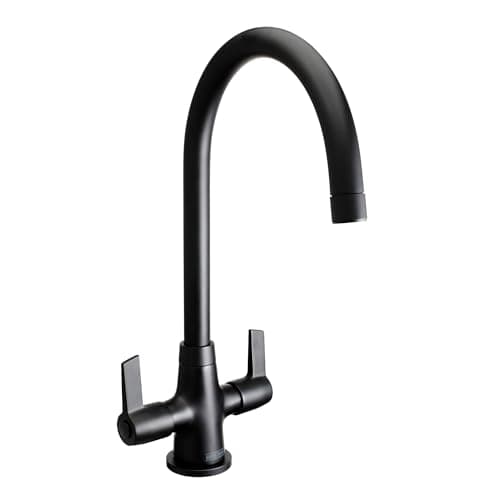 Image of Bristan Echo Kitchen Tap - Swivel spout, Two Lever EasyFit Black Kitchen Sink tap, EC SNK EF BLK