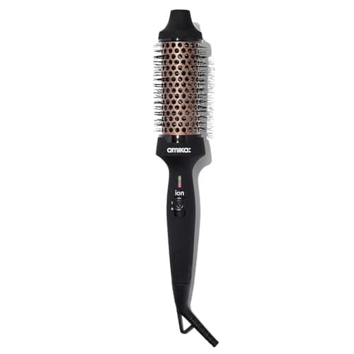 Image of amika blowout babe thermal brush - hot brush for hair styling with 1.5 inch ceramic barrel + nylon bristles - heated hair styler + curler with ionic generator for frizz-free shine - up to 232 degrees