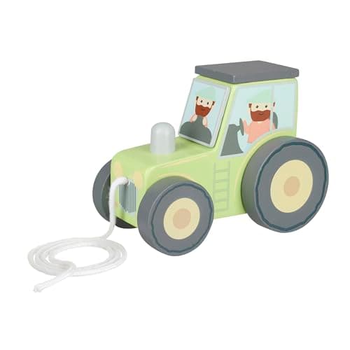 Image of Orange Tree Tractor Push Pull Wooden Pull Along Toy - Farm & Vehicle, 1-3 Yrs, Perfect 1st Bday Gift - Early Development & Activity Toy