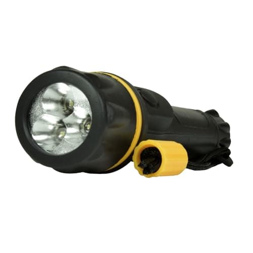 Image of Mercury Heavy Duty LED Rubber Torch Durable Handheld Torch with Wide-Angle LEDs, Anti-Roll Grip, Splash Resistant, Portable and Ideal for Camping, Outdoor, Work and Emergencies 2 AA Batteries