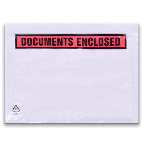 Image of Triplast 100 x A5 Printed Document Enclosed Wallet (225 x 165 mm) | Peel & Seal Clear Plastic Envelopes/Sleeves/Pockets/Wallets | Attach Invoices, Packing Lists & Delivery Notes to Parcels