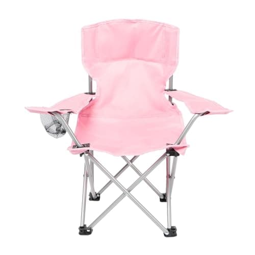 Image of OHS Kids Camping Chair Pink, Outdoor Lightweight Comfy Boys Girls Childrens Camping Chair Foldable Picnic Garden Beach Hiking Sturdy Drinks Cup Holder