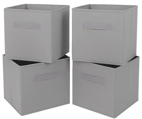 Image of Clay Roberts Storage Cubes, Storage Boxes, Pack of 4, Grey, Fabric Basket Set for Storage Units, 25cm x 25cm x 25cm, Grey Baskets, Boxes, Box, Unit Cubes