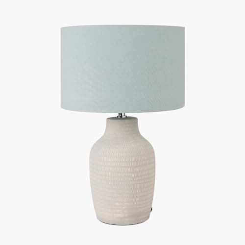 Image of Pacific Lifestyle Blue Ceramic Table Lamp | Duck Egg and Grey Standard Table Lamps for Living Room | Blue and White Ceramic Bedside Lamp (Tall)