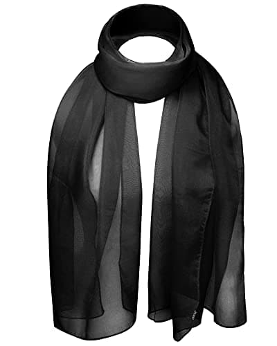 Image of Basic Sense Plain Chiffon Soft Sheer Scarf, Black