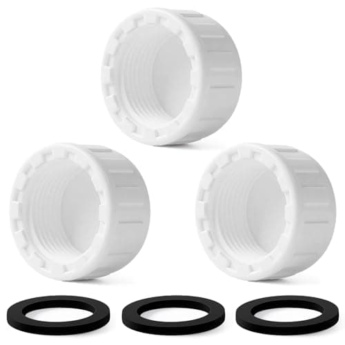 Image of 6Pcs Sink Blanking Caps Set, 32mm Blanking Cap for Washing Machine, PVC Waste Pipe Caps with Sealing Washers, Internal Thread Pipe Plug for Sink Waste Fittings
