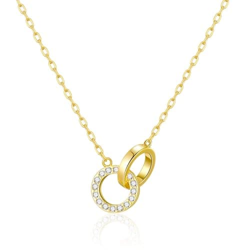 Image of Philip Jones 18k Gold Plated Circle Link Necklace Created with Zircondia® Crystals
