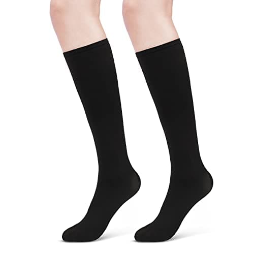 Image of ACWOO Compression Socks for Women & Men, 1 Pairs Black Breathable Thin Compression Stockings, Flight Socks Running Socks for Calf & Ankle Support, Sports, Fly, Maternity Pregnancy, Nurses, Travel