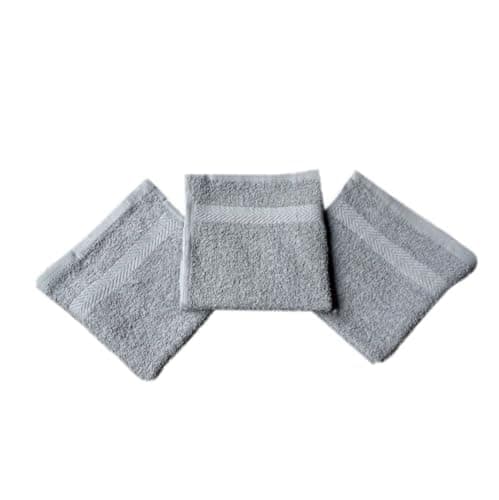 Image of 2 Pack Face Flannels/Face Cloths 100 Percent Cotton Colour Grey