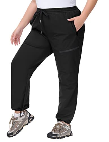 Image of Hanna Nikole Trekking Pants Large Sizes Women Elastic Water-Repellent Leisure Jogging Pants Black 26