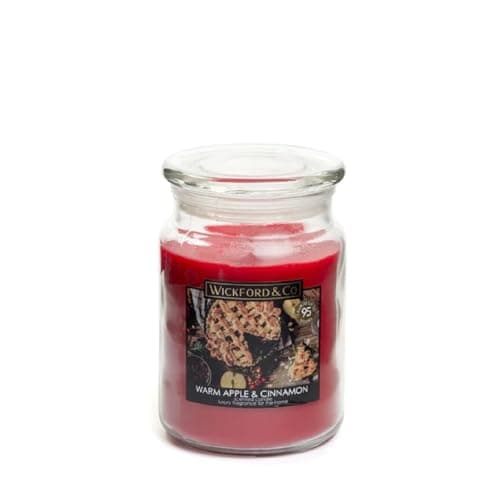 Image of Christmas Warm Apple Cinnamon Wickford & Co Luxury Festive Scented Large Glass Jar Candle – 18oz, 95-Hour Burn Time, Christmas Home Decor, Cosy Winter Fragrance