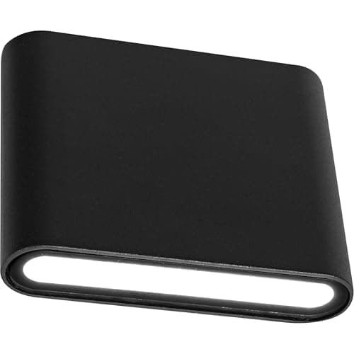 Image of Luceco Outdoor Up/Down LED Wall Light with Low Profile, Decorative Exterior Dual Lighting for Porches, Driveways and Gardens, Grey Slate, IP54, 6.9W, 520lm, 3000K, LEXD8FUDG3