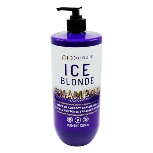 Image of Pro Colours Ice Blonde Shampoo, 1000ml, Purple Toning for Blonde Hair, with Coconut Oil