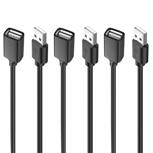 Image of livager 3 Pack USB 2.0 Extension Cable 1M A Male to A Female Short Cable with Gold Plated Contacts High Speed Data Transfer for Card Reader Keyboard Printer Hard Drive Scanner Camera Mouse Black