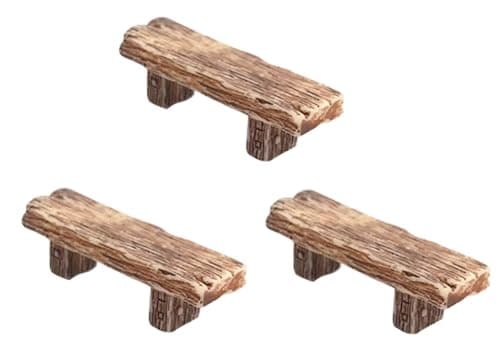 Image of 3Pcs Retro Benches, Miniature Fairy Garden Bonsai Ornaments, Dollhouse Decoration, Decorative Objects Accessories, Garden Ornaments Doll