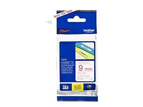 Image of Brother TZe-222 Labelling Tape Cassette, 9 mm (W) x 8 m (L), Laminated, Brother Genuine Supplies - Red on White