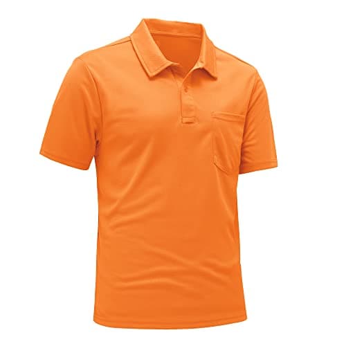Image of Rdruko Mens Polo Shirts Short Sleeve Summer Breathable Quick Dry Golf Work Hiking Tops Smart Casual Outdoor Polyester T Shirt Orange L