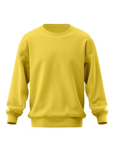 Image of Looks Divine Gift Men’s Sweatshirt Fleece Jumper Crew Neck Long Sleeve Plain Sweater for Men UK (UK, Alpha, M, Regular, Regular, Yellow)