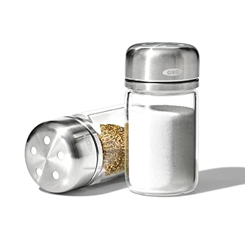 Image of OXO Good Grips Glass Adjustable Salt & Pepper Shaker Set, 3.5 oz Each, Clear