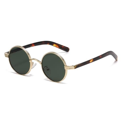 Image of LJCZKA Retro Round Sunglasses for Women Men, Small Round Sunglasses Metal Frame Vintage Circular Shades with UV400 Protection
