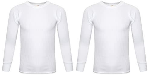 Image of SOFTY® 2 Piece Unisex Children Kids Thermal Underwear Long Sleeve Shirt Top Warm Vest (UK, Age, 7 Years, 8 Years, Regular, White)