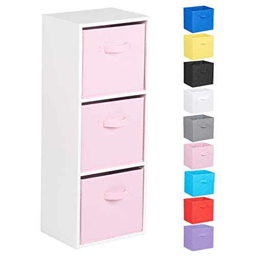 Image of Hartleys 3 Tier White Cube Unit - Pink Storage Boxes