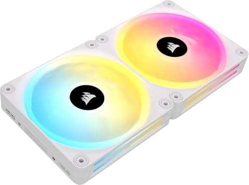 Image of Corsair iCUE LINK QX140 RGB 140mm Magnetic Dome RGB Fans - Double Fan Starter Kit with iCUE LINK System Hub - White
