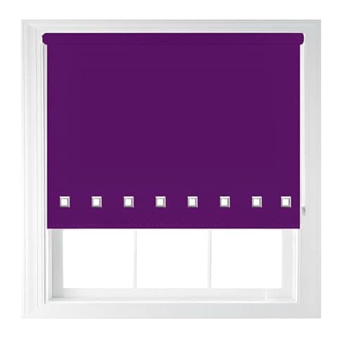 Image of Square Eyelet Roller Blind Light Filtering Window Shade Child Safe Easy Fit Design Trimmable Ideal for Bedroom, Living Room Kitchen Campervan Caravan & Office (Aubergine, 90cm x 165cm (35.4" x 65"))
