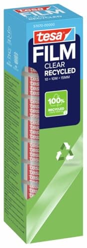 Image of tesafilm eco & Clear Transparent Self-Adhesive Tape - Environment-Friendly, Solvent Free, Age Resistant Office Tape with Strong Adhesion, 10 m x 15 mm - Pack of 10