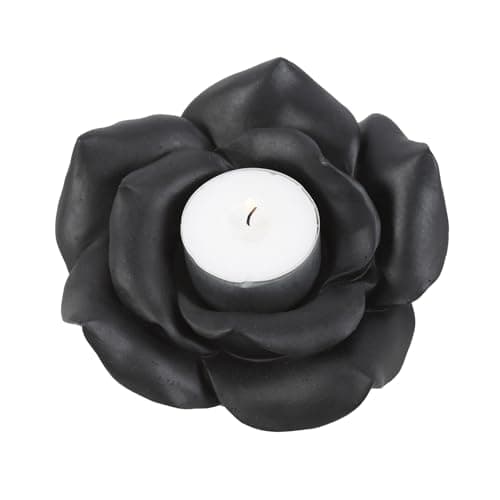 Image of Something Different Black Rose Tealight Holder – Gothic Victorian Vampire Collection, Resin Crafted, Intricately Designed Candle Holder for Romantic Ambience, Home Decor and Unique Gifts