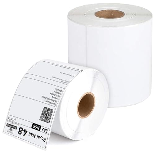 Image of iSOUL 4X6 Direct Thermal Printer Labels Roll 100mm x 150mm 500 White Permanent Adhesive Shipping Labels Rolls Compatible for Zebra, MUNBYN Printers to use on Ebay, Amazon, Royal Mail Label