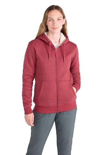 Image of Mountain Warehouse Dalton Womens Sherpa Lined Hoodie - Warm & Cosy, Full Zip Sweartshirt with Front Pockets & Drawcord - For Spring Summer, Outdoors & Walking Rust Women's Size 12