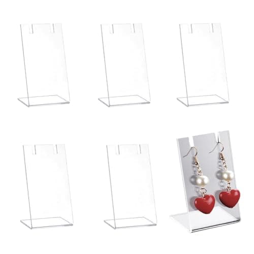 Image of Upstore 6 Pcs Acrylic Earring Display Stands L Shape Earring Holder Jewelry Displays Stand Earring Organizer for Jewelry Dangling Display Props Show Retail Store Marketing 1.7 x 1.4 x 3.15 inch