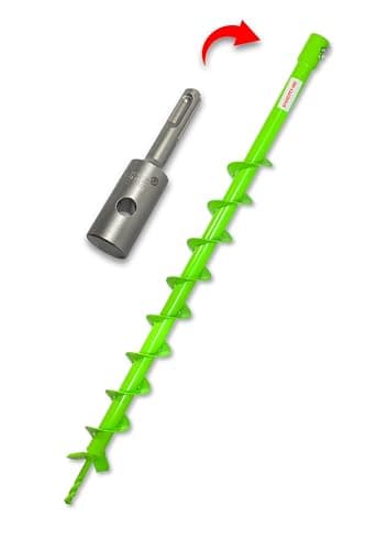 Image of WERHE Earth Auger for Drilling Machine with SDS Plus Adapter ⌀50 mm, 80cm Length - Well Auger, Tree Planting, Earth Hole Auger, Pile Auger, Culvert Auger - Precise Drill Point and Carbide Blades